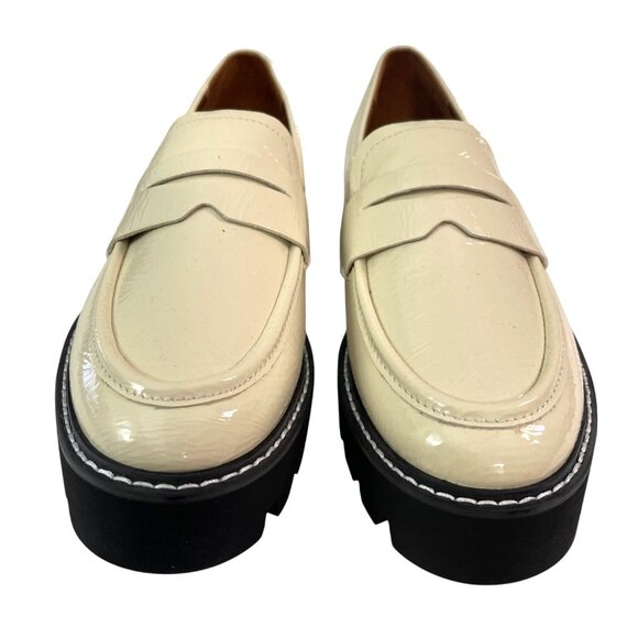 Franco Sarto Patent Leather Lug Sole Loafers  Putty Size 7.5 M NEW - Picture 2 of 6